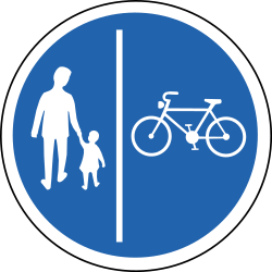 Verplicht gescheiden voet- en fietspad.