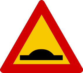 Waarschuwing voor een verkeersdrempel.