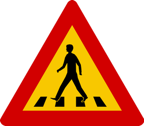 Waarschuwing voor een voetgangersoversteekplaats.
