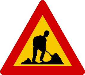Waarschuwing voor wegwerkzaamheden.