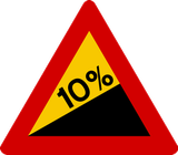 Waarschuwing voor een steile helling omhoog.