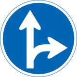 Obrigatório seguir em frente ou virar à direita.