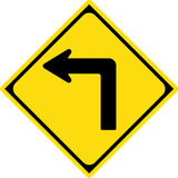 Curva fechada à esquerda.