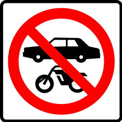 Motociclos e automóveis proibidos.