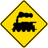 Warning for a railway crossing without barriers.