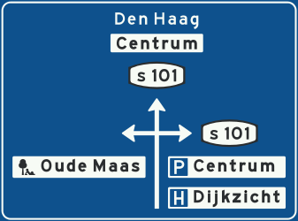 Junction layout, directions and destinations.