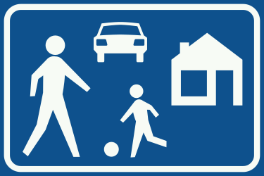 Start of a residential area.