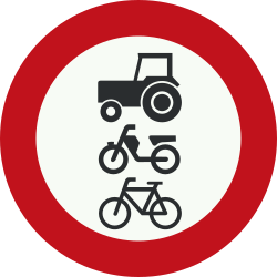 Cyclists, mopeds and tractors prohibited.