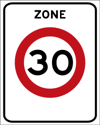 Start of a zone with speed limit.