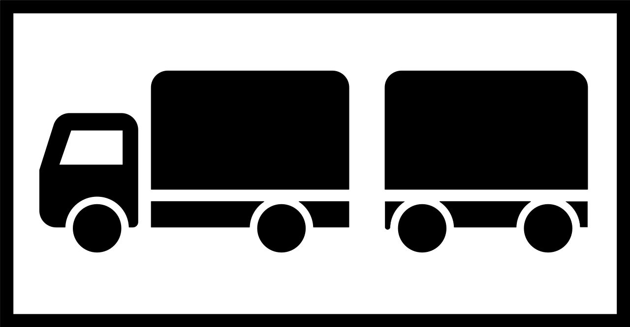 Für Lastwagen mit Anhänger.