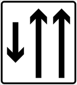 Overzicht van de rijstroken en hun richting.