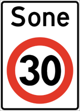 Begin van een zone met snelheidslimiet.