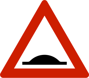 Waarschuwing voor een verkeersdrempel.