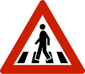 Waarschuwing voor een voetgangersoversteekplaats.