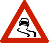 Waarschuwing voor een glad wegdek.
