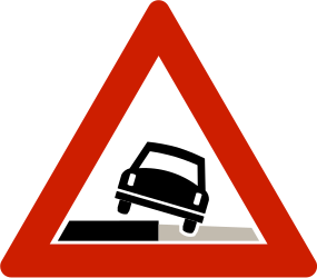 Waarschuwing voor een zachte berm.