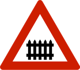Waarschuwing voor een overweg met slagbomen.