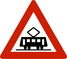 Waarschuwing voor trams.