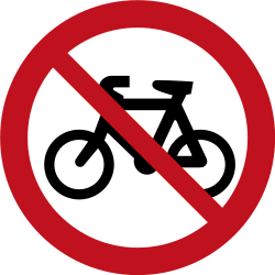 Fietsers verboden.