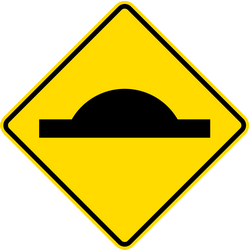 Waarschuwing voor een verkeersdrempel.