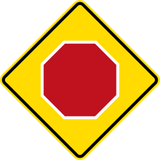 Stoppen en voorrang verlenen verderop.