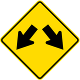 Waarschuwing: obstakel, links of rechts passeren.