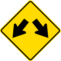 Waarschuwing: obstakel, links of rechts passeren.