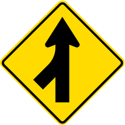Waarschuwing voor een zijweg die invoegt op de hoofdweg.