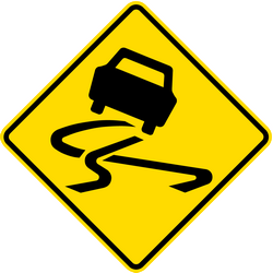 Waarschuwing voor een glad wegdek.
