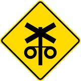 Waarschuwing voor een overweg met slagbomen.