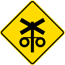 Waarschuwing voor een overweg met slagbomen.