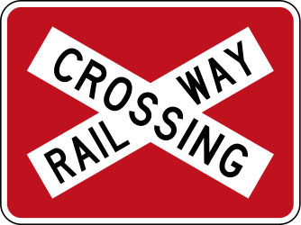 Waarschuwing voor een overweg met één spoor.