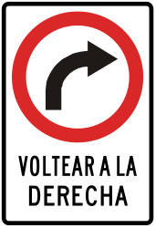 Turning right mandatory.