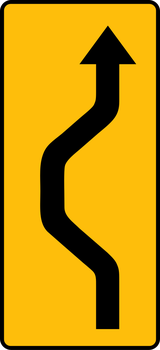 Temporary diversion to the left and back.