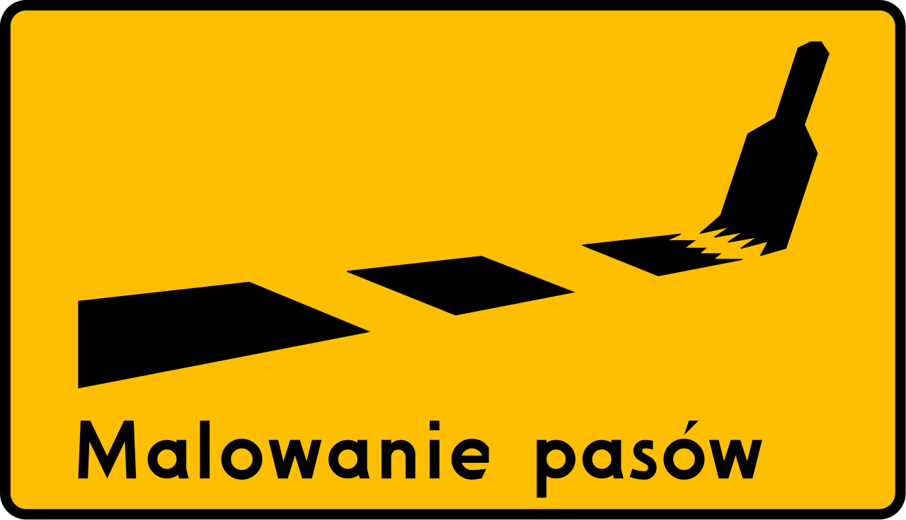 Aanbrengen van wegmarkeringen.