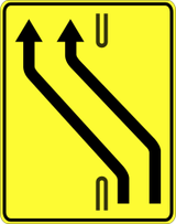 Temporary median strip diversion.