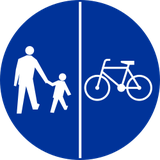 Mandatory divided pedestrian and cycle path.