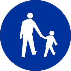 Verplicht pad voor voetgangers.