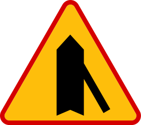 Warning for merging traffic from the right.