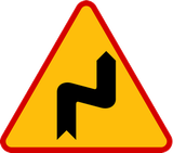 Warning for a double curve, first right then left.
