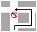 Te volgen route om linksaf te slaan.