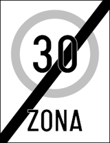 Einde van de zone met snelheidslimiet.