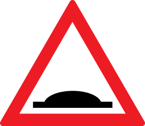 Waarschuwing voor een verkeersdrempel.