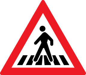 Waarschuwing voor een voetgangersoversteekplaats.