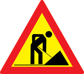 Waarschuwing voor wegwerkzaamheden.