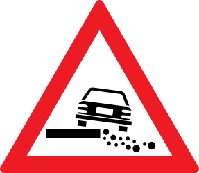 Waarschuwing voor een zachte berm.