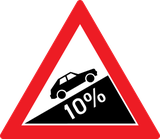 Waarschuwing voor een steile helling omhoog.