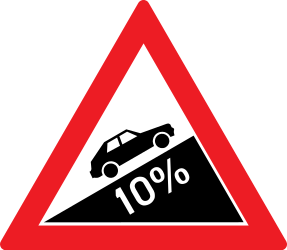 Waarschuwing voor een steile helling omhoog.