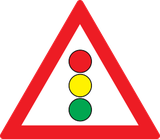 Waarschuwing voor verkeerslichten verderop.