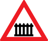 Waarschuwing voor een overweg met slagbomen.